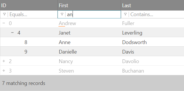 igTreeGrid Filtering on non-root levels