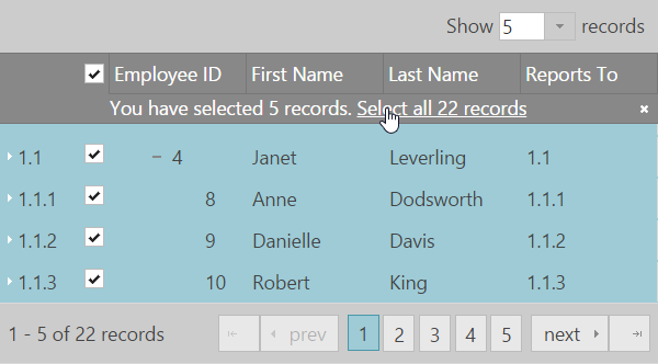 igTreeGrid Paging with biState checkbox mode