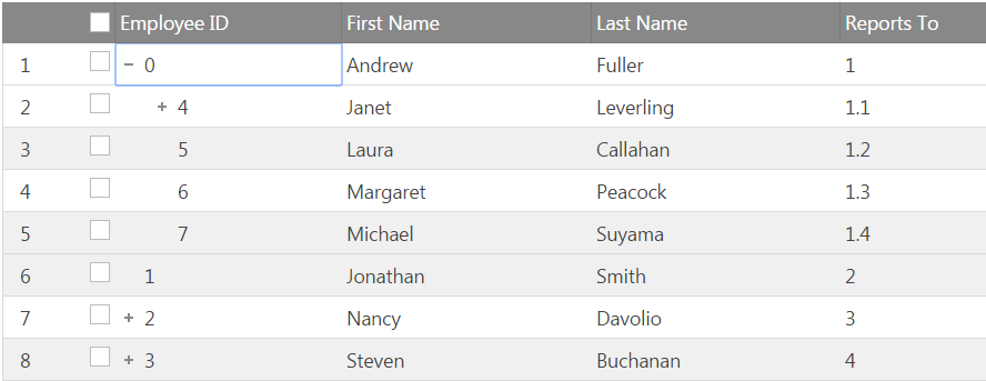 igTreeGrid sequential numbering